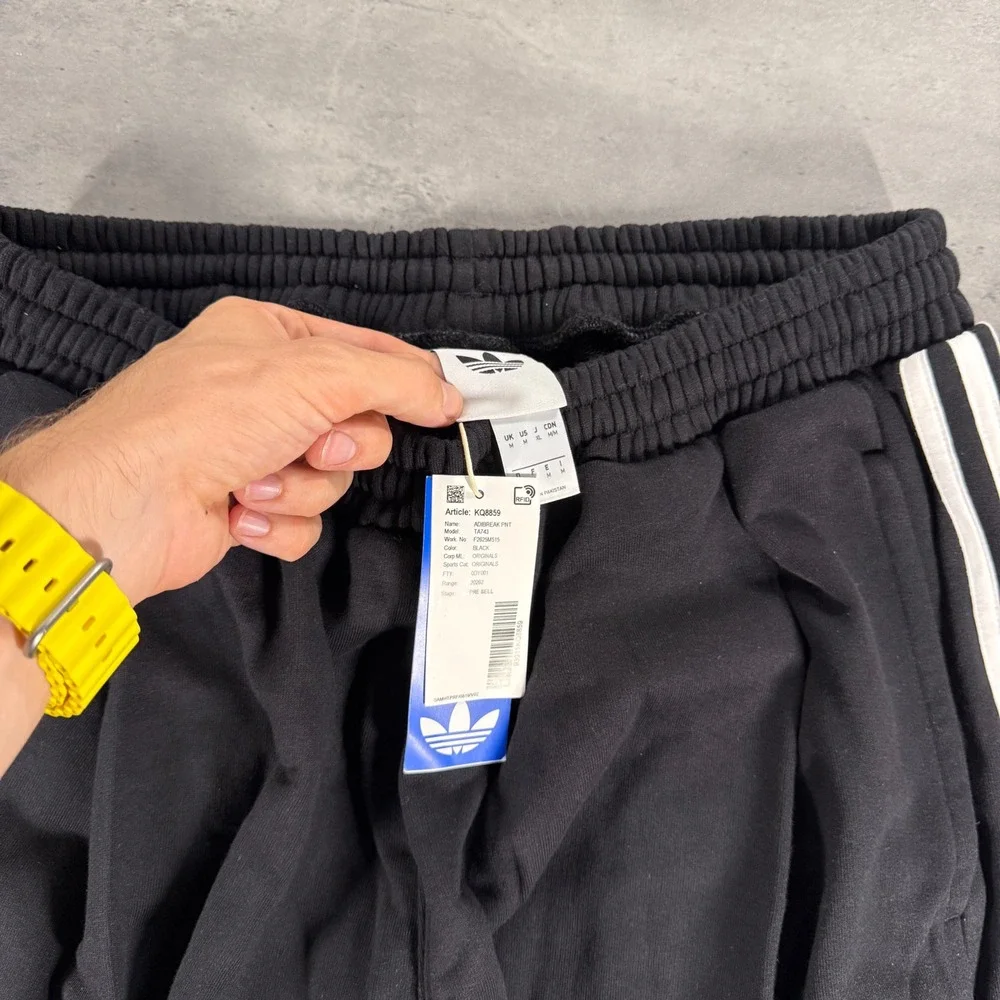 Adidas Adibreak Pants Men M Black Wide Leg Baggy SAMPLE 3 Stripe Skate Rave JNCO